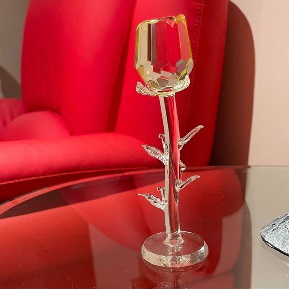 Crystal Rose Flower Ornament, Yellow Rose - Picture 4 of 7